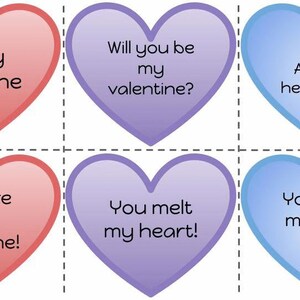 Valentine&#39;s Day Hearts - Printable Notes - Lunchbox Notes - Door Notes