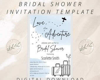 Travel Bridal Shower Invitation | Adventure Bridal Shower Invitation | Editable Invitation | Customizable Download with Purchase
