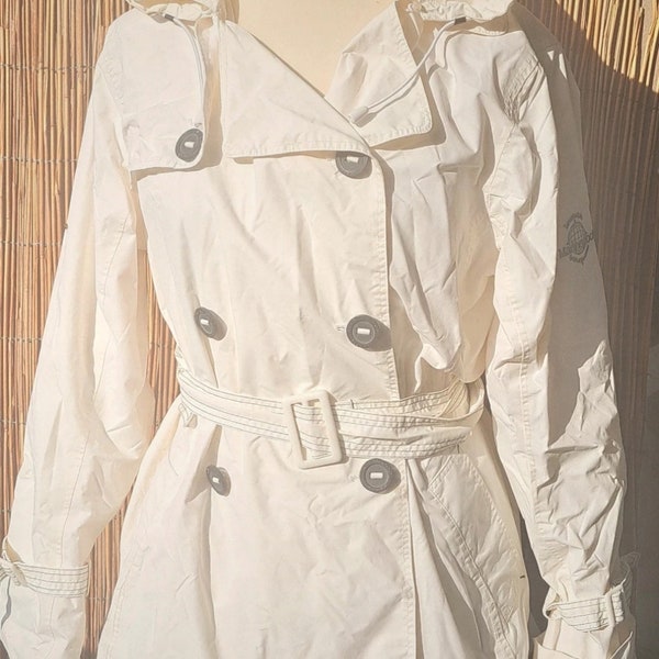 Trench femme blanc, Marine Pool, taille M, capuche et ceinture, très bon état