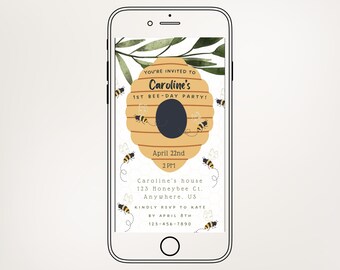 diy digital bee birthday invitation evite bumblebee birthday invitation bee day electronic invite text message birthday invitation sms evite