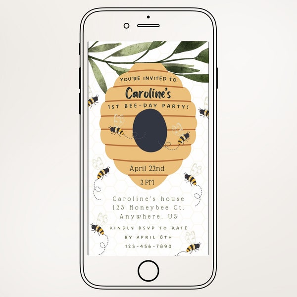 diy digital bee birthday invitation evite bumblebee birthday invitation bee day electronic invite text message birthday invitation sms evite