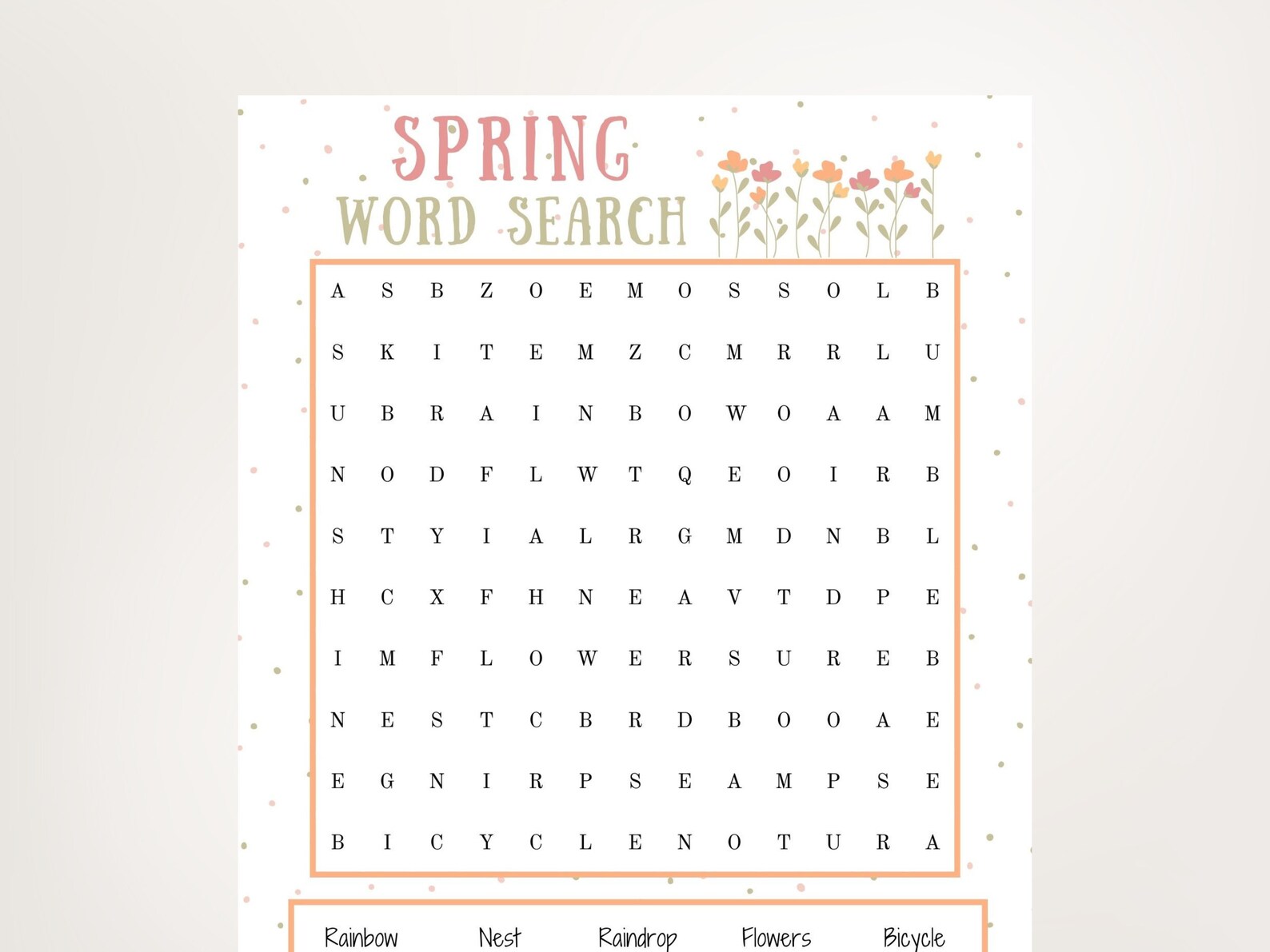 Spring Word Search for Kids Printable Word Find Printable Puzzle Spring ...