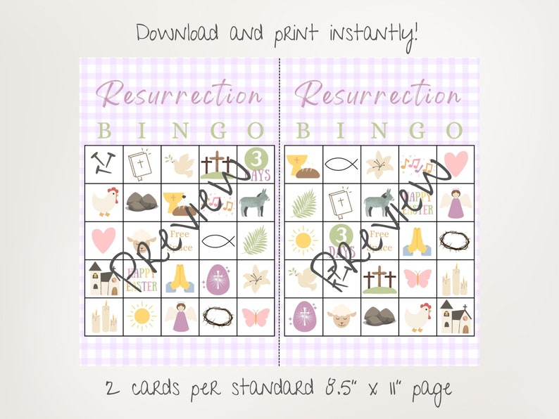 Resurrection Bingo Game Printable Easter Bingo Bible Bingo Sunday