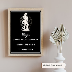 Virgo Zodiac Digital Poster, Horoscope Art, Astrology Print Art Sign, Virgo Astrology Wall Art Decor, Digital Download