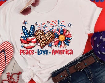 Peace Love America Shirt, 4th Of July Shirt, Independence Day Shirt, Memorial Day Tee, Merica Shirt, Flag shirt, Patriotic Shirt, USA Tee.