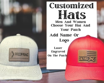Personalized Leather Patch Hat: Custom Logo Trucker or Vintage Style