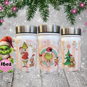 16oz Mason Jar Style Grinch And Cindy Lou Christmas Perfect Christmas Gift For Mom Sister Teen Friends Grinch Lovers Aunt Birthdays Grandma