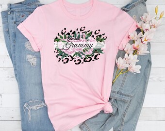 Blessed Grammy T-Shirt, Pink Roses Leopard Print, Mother's Day Gift