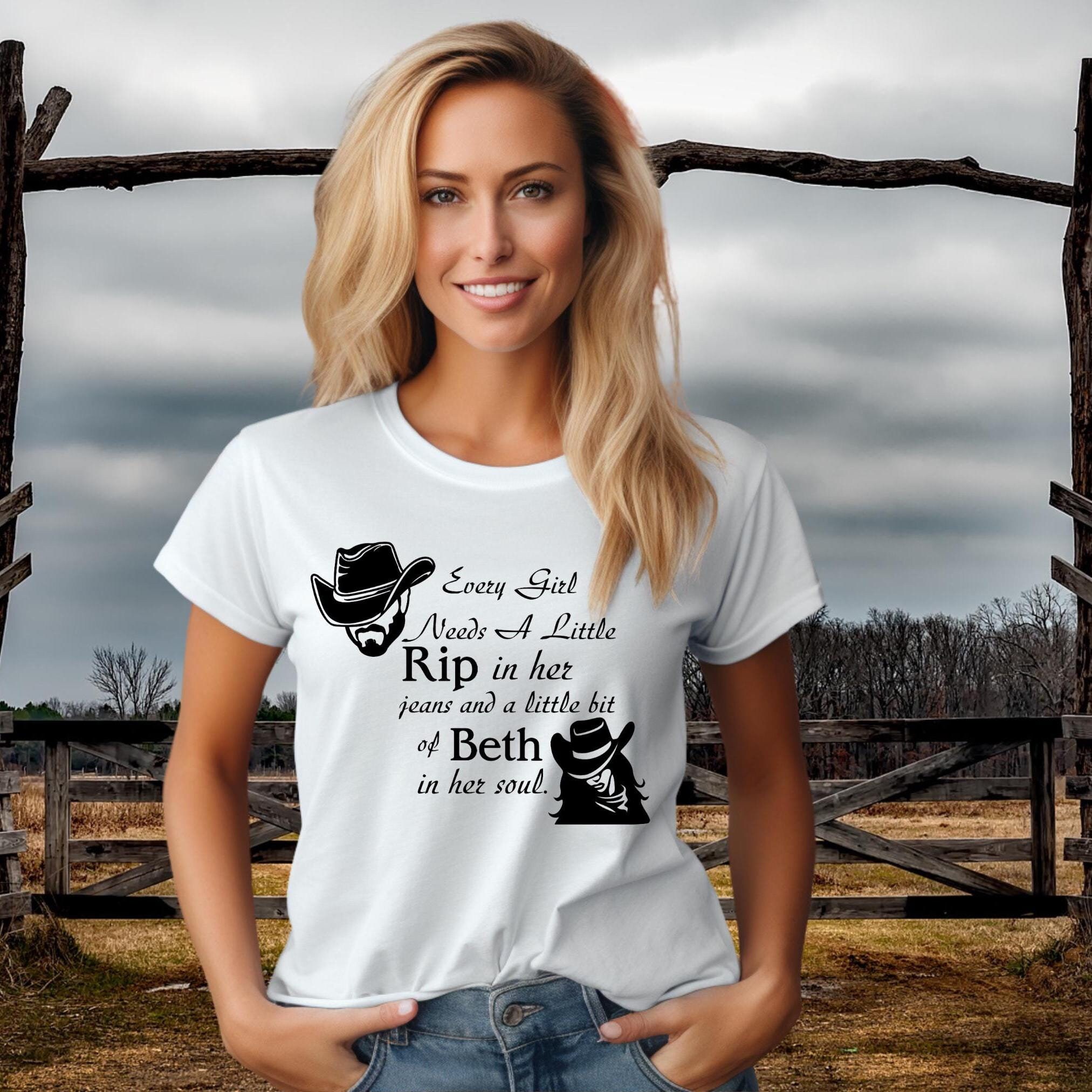 Every Girl Needs A Little Rip In Her Jeans. Yellowstone Sweatshirt/T-Shirt, Her Christmas, Yellowstone Fan, Rip Fan, Mom Birthday.