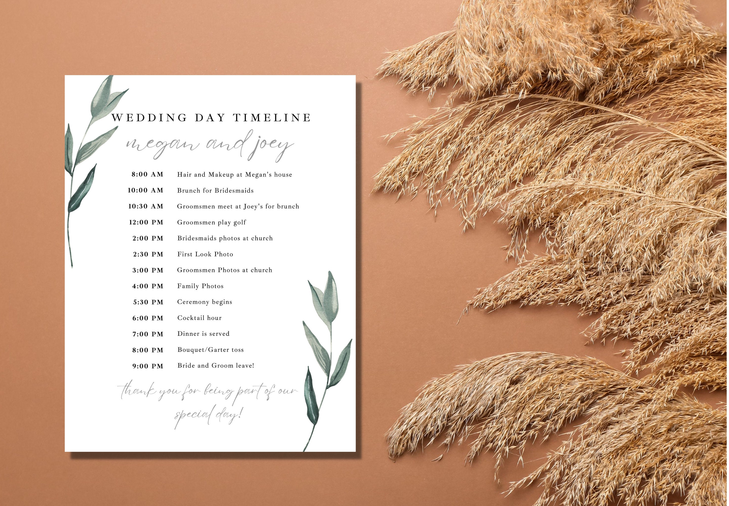 Wedding Timeline Template Bridal Party Timeline Wedding Order of Events ...