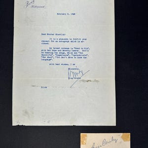 1948 Bing Crosby Dual Signed Letter & Autograph Card Watermarked Paper Original