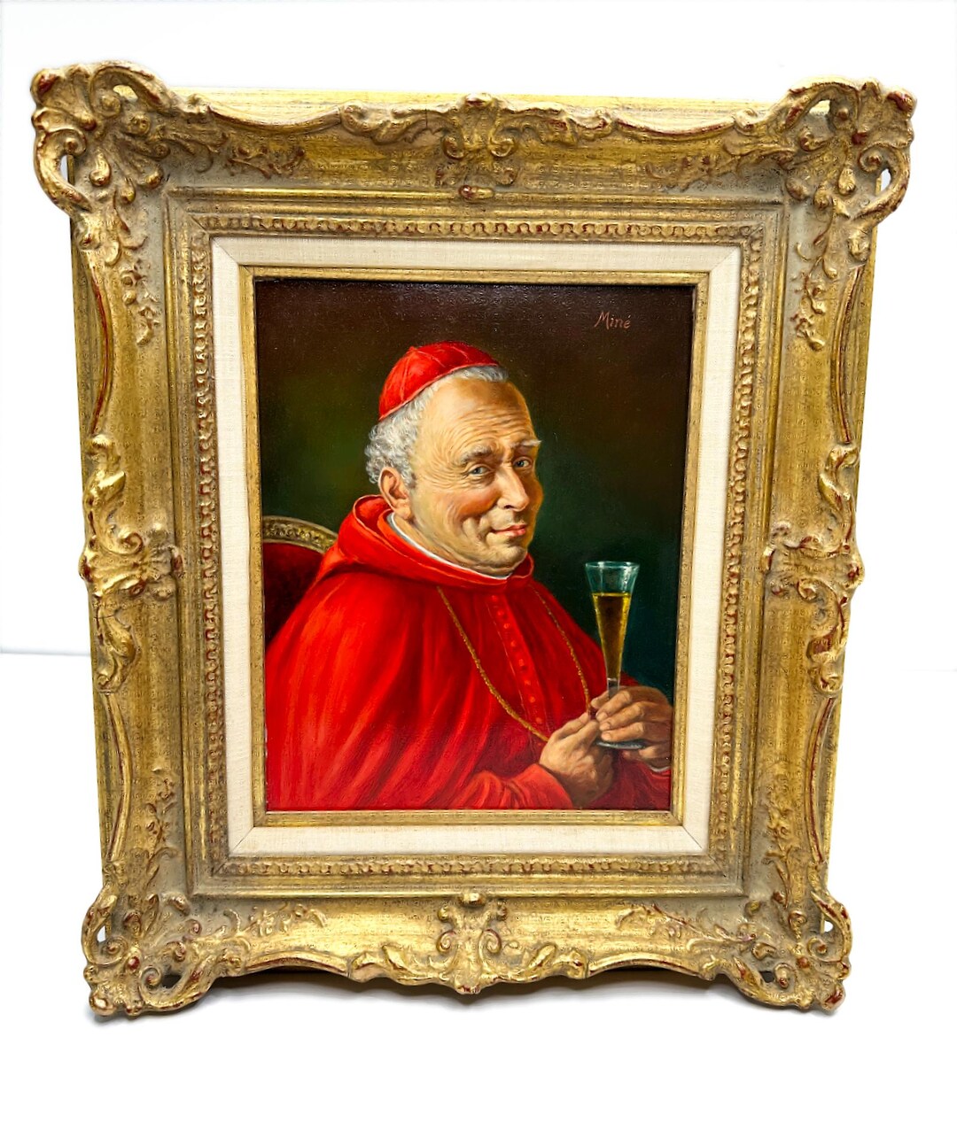Catholic Cardinal Oil Painting Beautiful Caspar Mine Potrait Gilt Frame ...