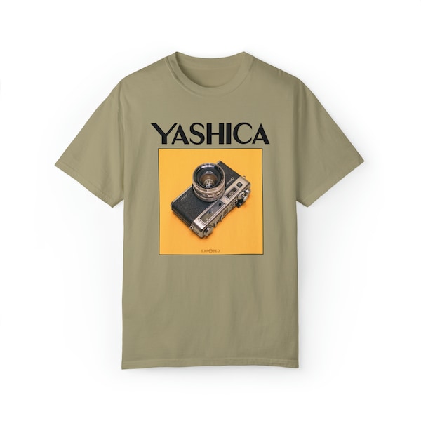 Yashica Electro Photographer gift, Photography Camera Lover Gift, Retro Camera Gift, Heavyweight Oversized Unisex Garment-Dyed T-shirt