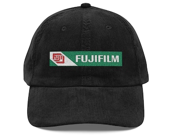 Embroidered Fujifilm Corduroy Cap: Retro Camera Lover Gift