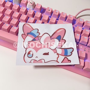 かわいい猫のピーカー | 防水カーデカール モン | ピンクの紫外線耐性ラップトップ