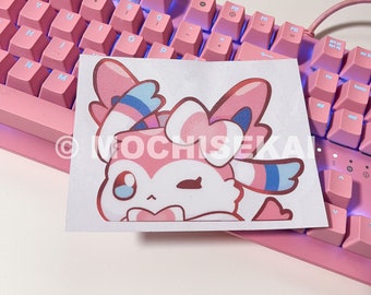 Cute Cat Peeker | Waterproof Car Decal Mon | Pink UV Resistant laptop