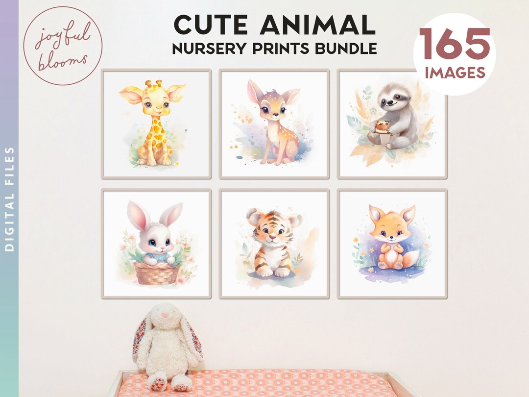 165 Animal Nursery Prints - Watercolor Style Bundle - Digital Download ...