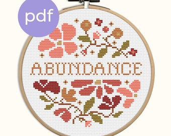 Fülle Kreuzstich PDF Muster Instant Download Positive Affirmation