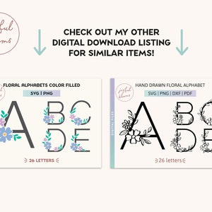 Graphic Floral Alphabet SVG PNG Outlined Monogram 26 Individual Files ...