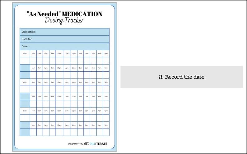 As Needed Medication Dosing Tracker Keep Track of Your Doses, Avoid ...