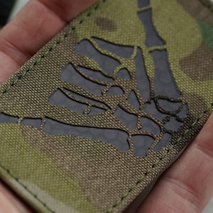 3.5X2in Custom Shaka Patch, Skeleton Shaka Hang Loose patch IR patch  Military patches Tactical patches laser cut patch morale patch