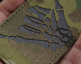 Skeleton Hand Shaka Patch, Laser Cut Tactical Morale Patch (3.5x2in)