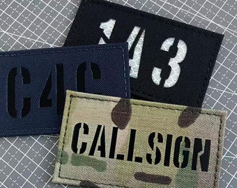 Custom Callsign Patch 3.5x2", Personalized Laser Cut Tactical Patch, Hook Backing Identifier Patch for Backpack