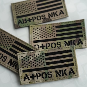 3.5X2in Custom blood type patch IR patch Infrared Reflective Patches Military patches Tactical patches laser cut patch morale patch