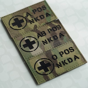 3.5X2in Custom blood type patch IR patch Infrared Reflective Patches Military patches Tactical patches laser cut patch morale patch