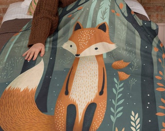 Couverture Fox, Cadeau de baby shower, Couverture en peluche Velveteen, Couverture de berceau, Couverture pour enfants, Jeté