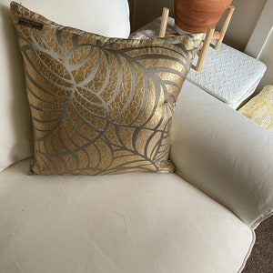Handmade Artisan Cushion  Golden and Silver Leaf -  20x20