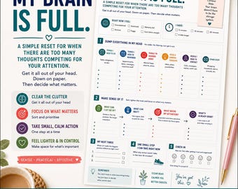 ADHD Brain Dump Worksheet | Mental Overload Reset Printable (Digital Download)