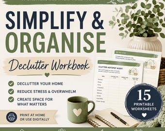 Declutter Workbook | Home Organisation Planner | 15 Printable Worksheets (PDF Download)