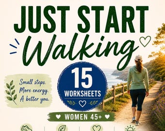 Walking Workbook for Women 45+ | Habit Tracker, Beginner Plan (PDF Download)