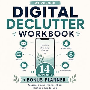 Digital Declutter Workbook | Organise Phone, Inbox, Photos (Digital Download)