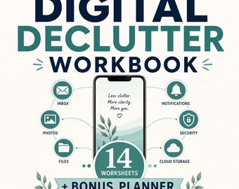 Digital Declutter Workbook | Organise Phone, Inbox, Photos (Digital Download)