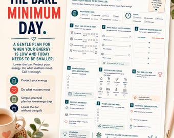 Low Energy Day Planner | ADHD Burnout Reset Worksheet (PDF Download)