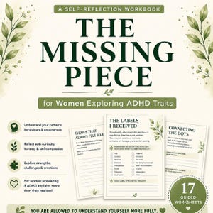 ADHD Workbook for Women | Undiagnosed Traits | Late Diagnosis Support | Self Reflection Worksheets | Printable PDF
