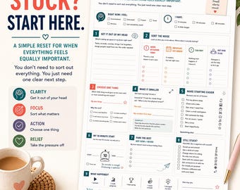 ADHD Reset Worksheet | Overwhelm, Executive Function Printable (Digital Download)