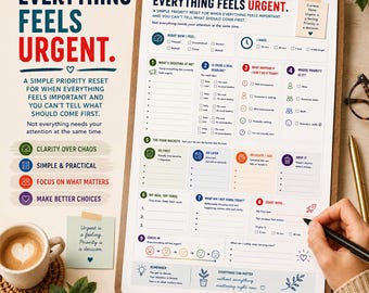 ADHD Priority Worksheet | Overwhelm, Executive Function, Task Prioritisation (PDF Download)