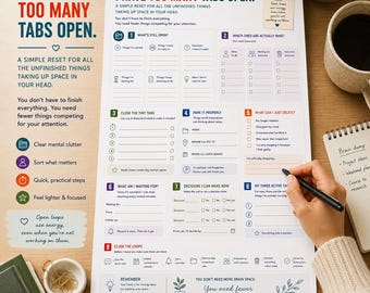 ADHD Overwhelm Worksheet | Mental Clutter and Executive Function Printable | Brain Dump Planner