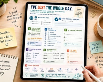 ADHD Time Management Worksheet | Overwhelm Reset Printable | Lost the Day Productivity Planner