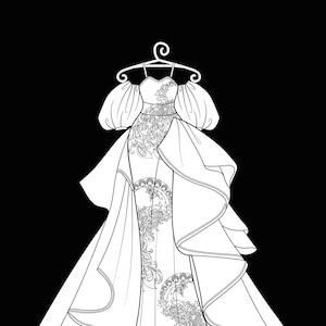 Vintage Dresses Coloring Pages Adult Dress Coloring Pages floral Gowns Boho Fashion Digital Download Coloring Book