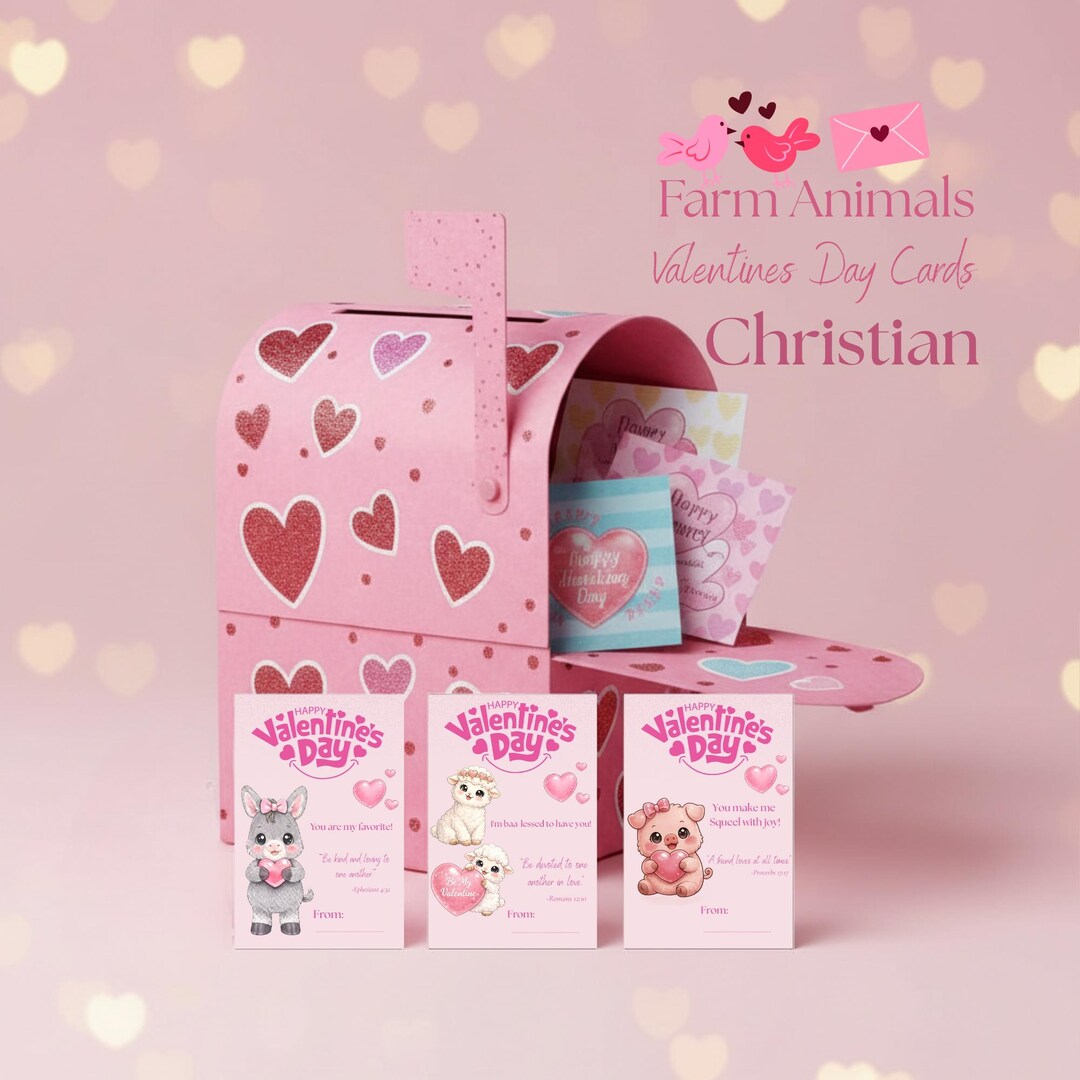 Bible Verses Valentines Cards Boys & Girls Printable Cards Farm Animal ...