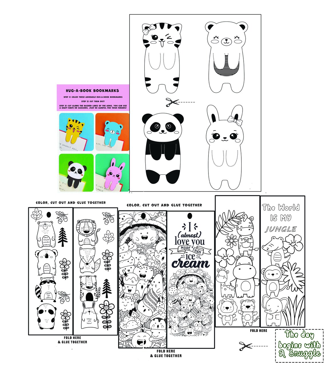 Kawaiiness Bookmark Printable Kawaii Bookmarks Birthday Girl Craft ...