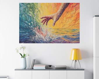 Jesus Reaching Hand Canvas Print: Christian Religious Wall Art