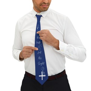 Christian Cross Necktie, Men&#39;s Gift, Colorful Christian Tie, Faithful Necktie, Religious Stocking Stuffer, Cross Print Tie, Gift For Pastor