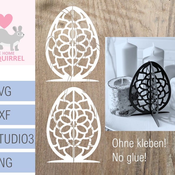3D Easter Egg Plotter File Template Easter Plotter Spring Cutting Files Spring Deco Easter Decor Papercut svg png Cameo Brother Cricut Deco