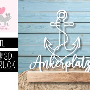 3D-utskriven STL-fil blockdekoration ankarplats ankare sommarblock hav maritim dekoration dekor mås sommar skandinavisk Nordsjö Östersjön längtan efter havet