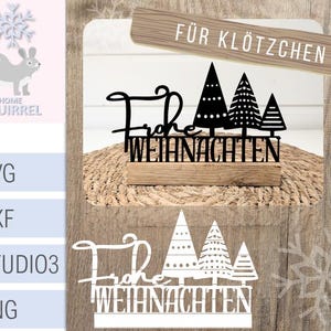 Plotterdatei Laserdatei Schriftzug Frohe Weihnachten Aufsteller Weihnachtsdeko Deko Geschenk lasercut dxf SVG skandi Tannenbaum Einschieber